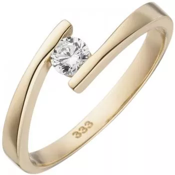 Damen Ring 333 Gelbgold mit 1 Zirkonia Goldring