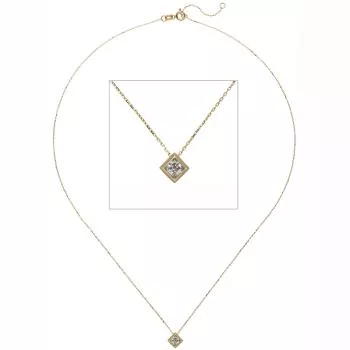 Collier Kette mit Anhänger 333 Gold Gelbgold 1 Zirkonia 45 cm