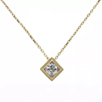 Collier Kette mit Anhänger 333 Gold Gelbgold 1 Zirkonia 45 cm