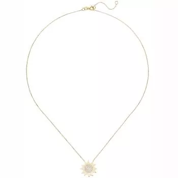Collier Kette mit Anhänger Sonne 333 Gold Gelbgold 37 Zirkonia 45 cm