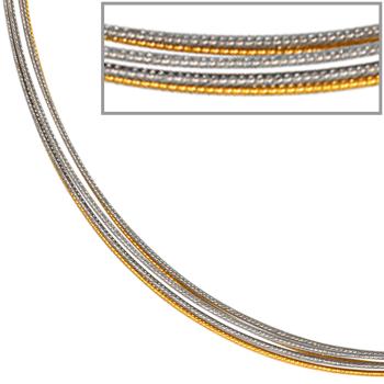 Halsreif 5-reihig aus Edelstahl bicolor vergoldet 42 cm Halskette Kette