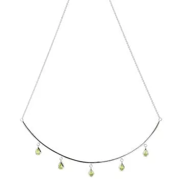 Collier Halskette 585 Gold Weißgold 5 Peridote grün 44 cm Kette