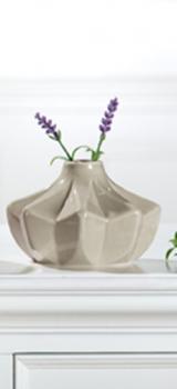 GILDE trendig Keramikvase grau glasiert, 15 x 15 x 9 cm