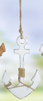 GILDE Dekohänger Anker aus Mangoholz, antik weiß, 57 cm