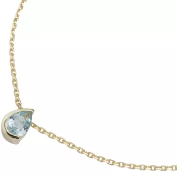 Anhänger 333 Gelbgold 1 Blautopas blau Tropfen Tropfenform