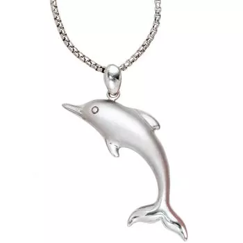 Anhänger Delfin 925 Sterling Silber rhodiniert teilmattiert