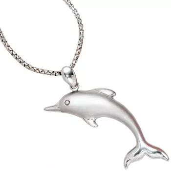 Anhänger Delfin 925 Sterling Silber rhodiniert teilmattiert