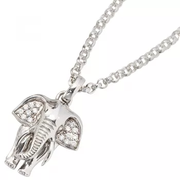 Anhänger Elefant 925 Sterling Silber rhodiniert mit Zirkonia