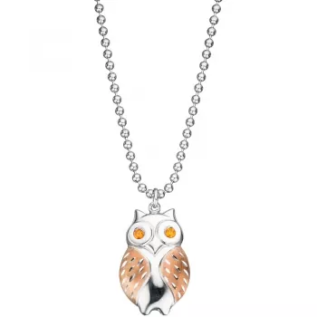 Anhänger Eule 925 Silber rotgold vergoldet bicolor 2 Zirkonia orange