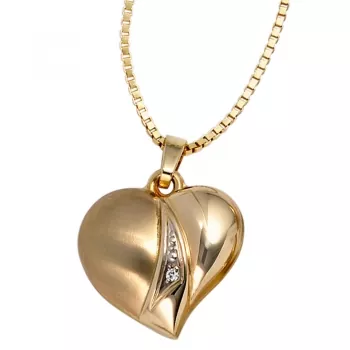 Anhänger Herz 333 Gold Gelbgold mattiert 1 Zirkonia HerzAnhänger