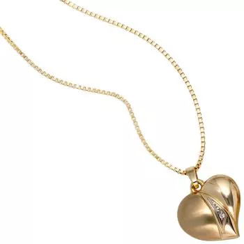 Anhänger Herz 333 Gold Gelbgold mattiert 1 Zirkonia HerzAnhänger