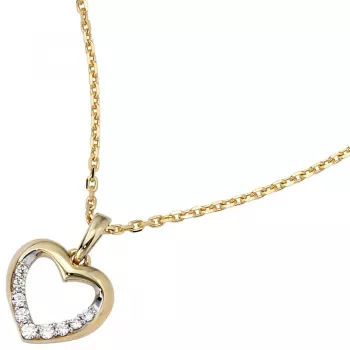 Anhänger Herz 333 Gold Gelbgold bicolor mit Zirkonia HerzAnhänger