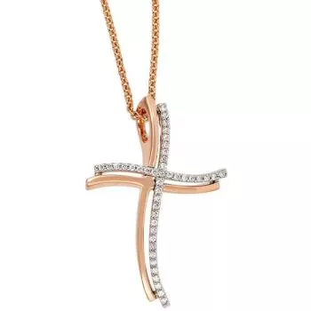 Anhänger Kreuz 585 Weißgold Rotgold bicolor 42 Diamanten Brillanten
