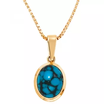 Anhänger oval 585 Gold Gelbgold 1 Türkis Gold Anhänger