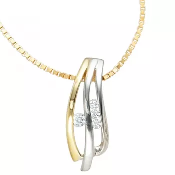 Anhänger 925 Sterling Silber rhodiniert teilvergoldet 4 Zirkonia