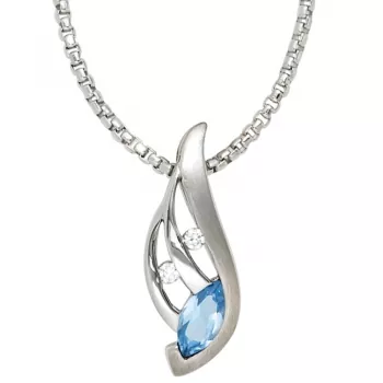 Anhänger 925 Sterling Silber rhodiniert teilmattiert Zirkonia blau