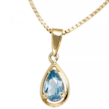 Anhänger Tropfen 333 Gold Gelbgold 1 Spinell blau Gold Anhänger