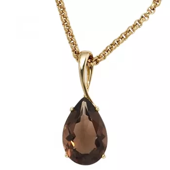 Anhänger Tropfen 333 Gold Gelbgold 1 Rauchquarz braun Gold Anhänger