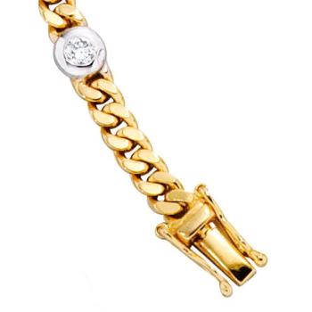 Armband 585 Gelbgold Weißgold bicolor 6 Diamanten Brillanten 19 cm