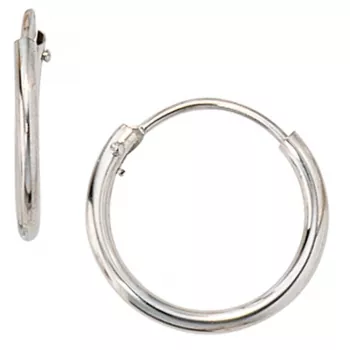 Creolen rund 585 Weißgold Ohrringe Goldcreolen