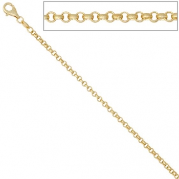 Erbskette 585 Gelbgold 2,5 mm 50 cm Gold Kette Halskette Karabiner