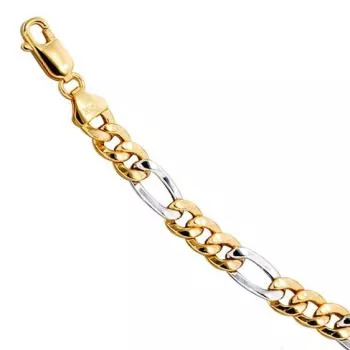 Figaro Armband 333 Gelbgold Weißgold bicolor 19 cm Armband Karabiner