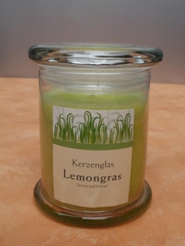 Kerze im Glas mit Deckel, Lemongras
