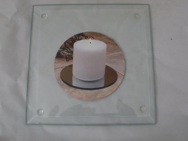 Kerzenteller quadratisch aus Glas 12,5 cm