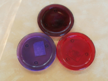 11 cm großer Kerzenteller,Glas, rot und dunkelrot