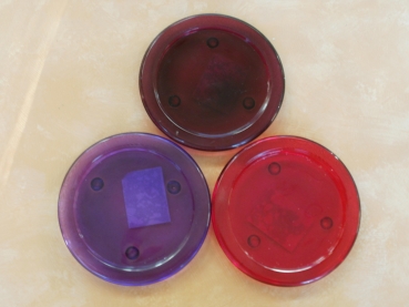 Kerzenteller aus Glas in Rot oder Dunkelrot