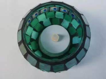 Windlicht Mosaik-Glas mit LED, 8,5 cm Windlicht Mosaik-Glas mit LED, 8,5 cm