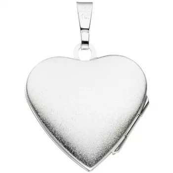 Medaillon Herz 925 Sterling Silber eismatt Anhänger zum Öffnen