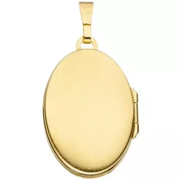 Medaillon oval für 2 Fotos aus 333 Gelbgold 4 Zirkonia zum Öffnen