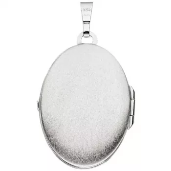 Medaillon oval 585 Gold Weißgold Anhänger zum Öffnen