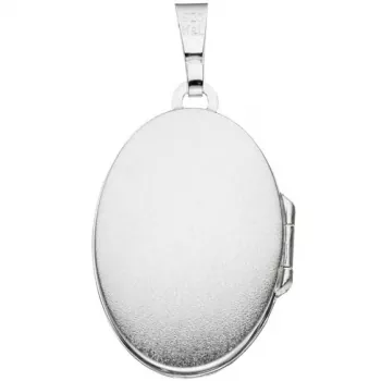 Medaillon oval für 2 Fotos 925 Sterling Silber mattiert zum Öffnen