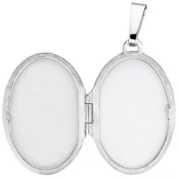 ovales Medaillon für 2 Fotos 925 Sterling Silber matt zum Öffnen