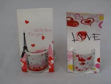 4 Mini-Tassen love aus Keramik