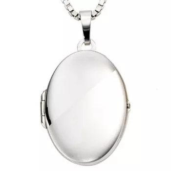 Medaillon oval 585 Gold Weißgold mattiert Anhänger zum Öffnen