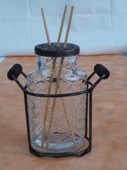 Raumduft Vase Nostalgie aus Glas im Metallgestell, 14 cm hoch