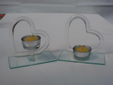 Teelichtleuchter Herz aus Glas