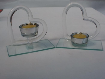 Teelichthalter Herz aus Glas