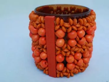 Orange Windlicht im Afrika-Look, 8 cm hoch