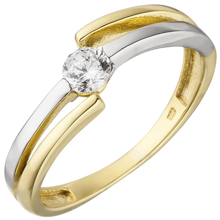 Ring 333 Gelbgold Weißgold, Zirkonia günstig bei dekodor