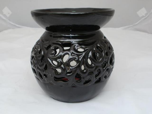 1 Duftlampen ca 14 cm  Welle aus Keramik in grau Pajoma Dekoration