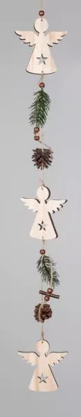 Girlande Engel aus Holz mit Tannen, 76 cm