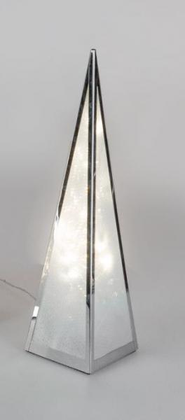 Pyramide aus Metall mit Sternfolie drehend, LED beleuchtet, 45 cm