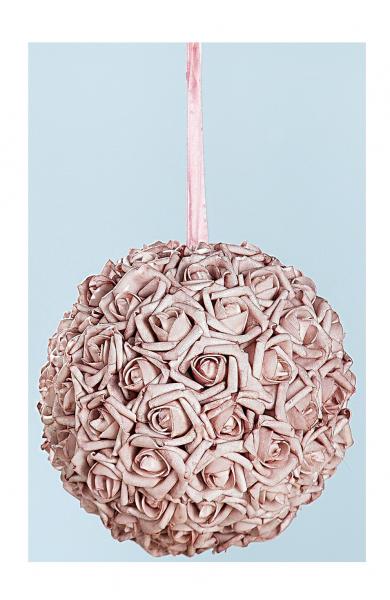 GILDE Rosenkugel zum Hängen in Rosa an Chiffonband, 20 cm