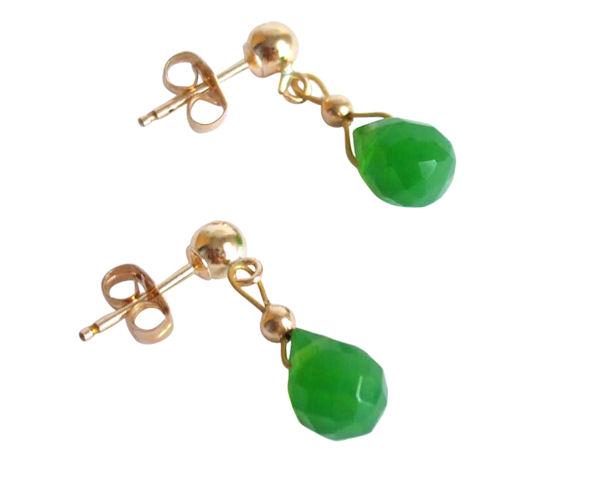 Gemshine Damen Ohrringe Vergoldet Jade Facettiert Tropfen Grün 1 cm