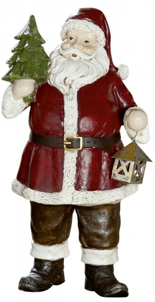 Weihnachtsmann mit Laterne Weihnachten Figur Santa Rot 