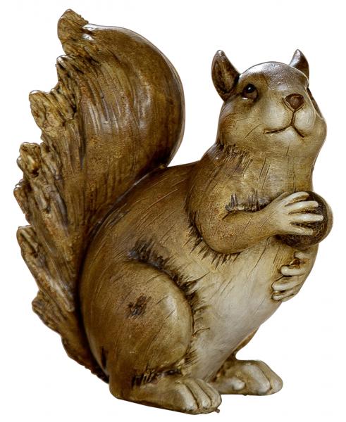 Eichhörnchen-Deko Figur mit Eichel-Futter braun 13,5 x 12 x 13 cm groß